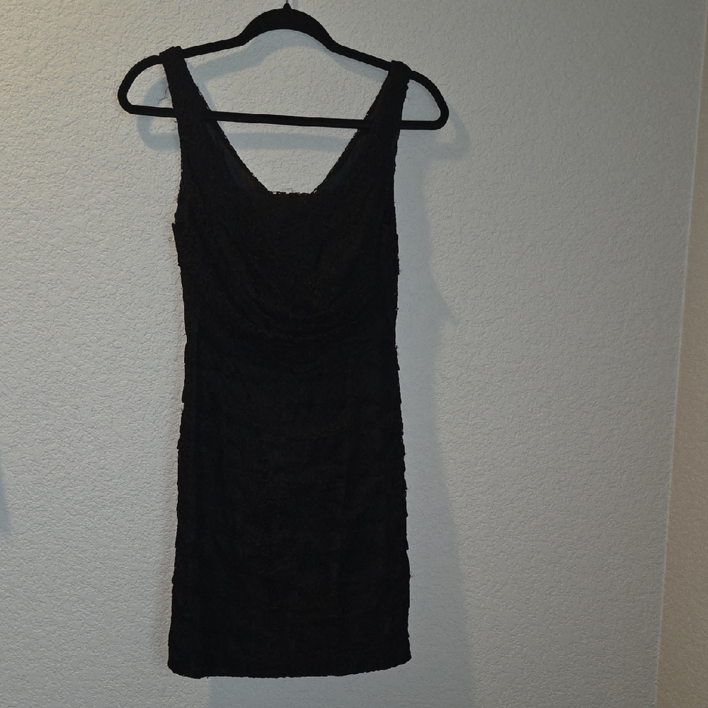 Express Black Bodycon V-Neck Mini Dress